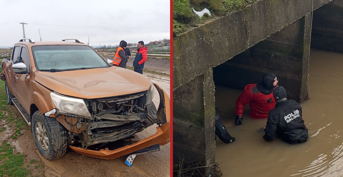 Edirne İpsala’da Sulama Kanalına Düşen Kamyonetin Sürücüsü Hayatını Kaybetti